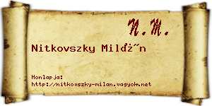 Nitkovszky Milán névjegykártya